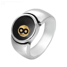 Men's Stainless Steel Billiard 8 Ball Signet Lucky Gothic Biker Ring Silver Gold Size 12