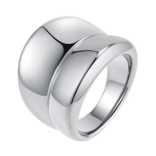 Women's Stainless Steel Classic Simplicity Design Exaggerated Ring Silver Size 6
