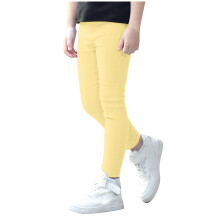 Meisjeslegging, nauwsluitend, elastische taille, effen kleur, stretchbroekje voor kinderen (110 2-3 jaar, geel)