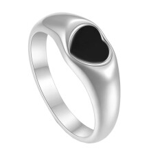 Women's Stainless Steel Minimalist Shell Heart Ring Silver Black Size 11