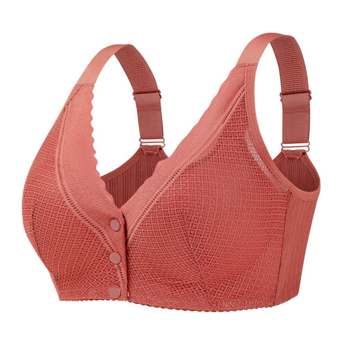 Women's Comfortable Front Closure Lace Bra Adjustable Support Underwire Large Size Full Coverage For Mature Ladies, Brown, Size 38