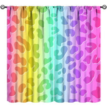 Rainbow Leopard Skin Curtains, Neon Gradient Cheetah Dots Abstract Animal Print – 72"x63", for Kitchen, Bedroom, Living Room