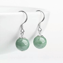 Oorbellen met jade kralen, natuurlijke jade, groen, 925 zilver
