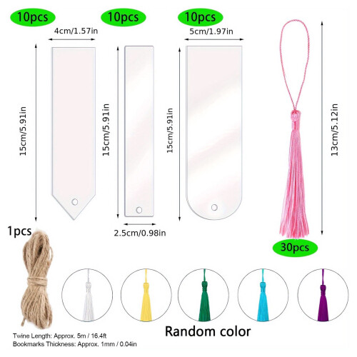 61-teiliges Lesezeichen-Set, 1 mm dick, mit bunten Quasten 1