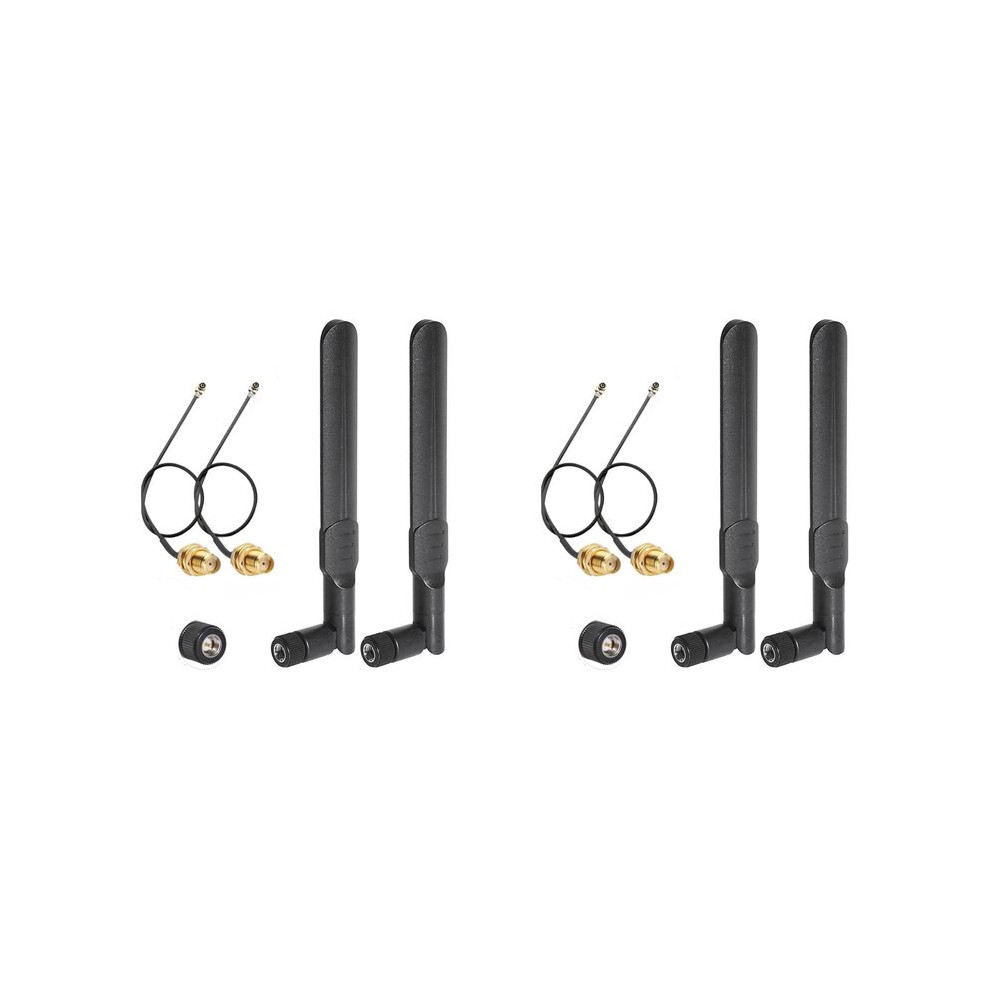4X Dual Band Wifi Antenna 8Dbi 2.4Ghz 5.8Ghz Rp-Sma Male Antennas With 15Cm Sma To I-Pex Mhf4 Cables 6032856635635