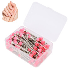 100pcs Pink Stainless Steel Nail Drill Bit Dust Cleaning Brushes, Manicure Tool