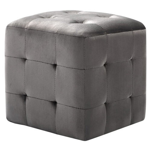 VidaXL vidaXL Pouf 2 Stk. Grau 30x30x30 cm Samtstoff 1