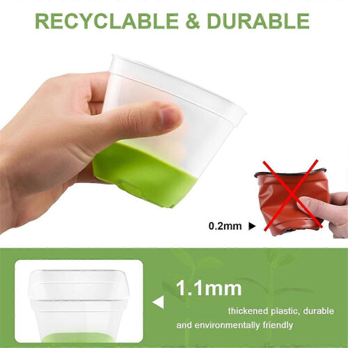 12 pots fleurs carrés 7,6cm - Base silicone transparente 1