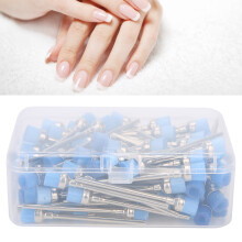 100pcs Blue Stainless Steel Nail Drill Bit Cleaning Brush for Manicure