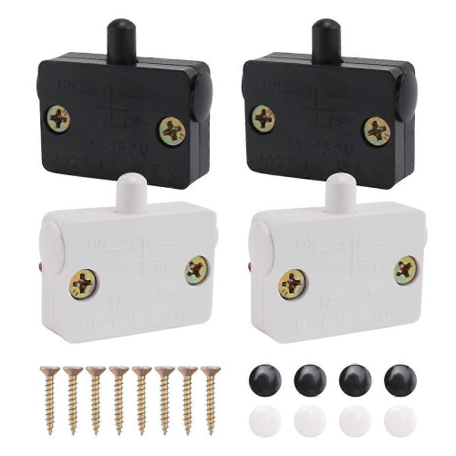 4 interrupteurs pour portes armoires, tiroirs, 12V/24V/110V 2