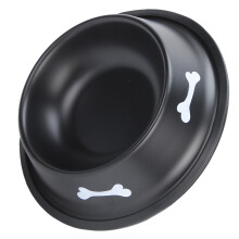 Dog Cat Stainless Steel Bowl Non Slip Heavy Duty Pet Feeder 15cm Black