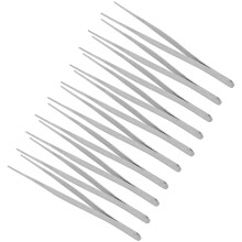 10Pcs Stainless Steel Animal Surgical Tweezer 20cm Straight with Tips