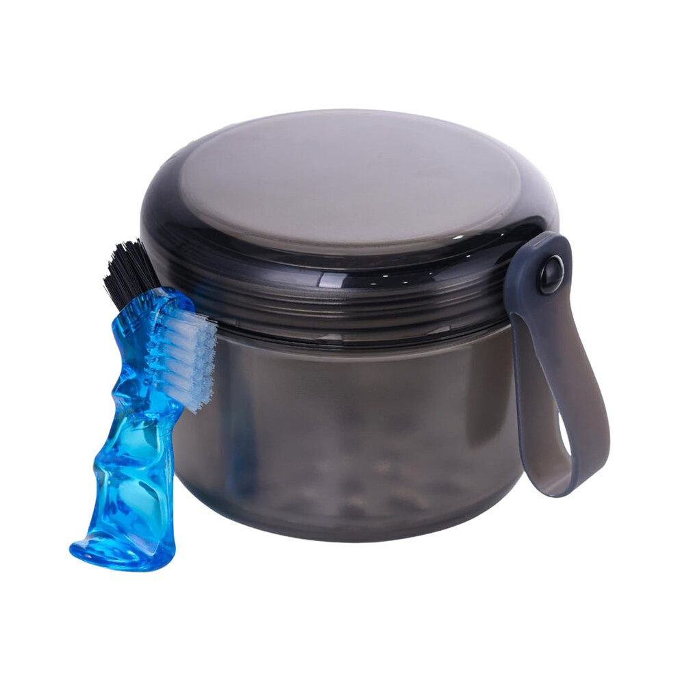 Tauoh Dark/Gray Denture Case,Leak Proof Denture Bath Cup For Travel,Denture Container Cups For Soaking Full & Partial Dentures