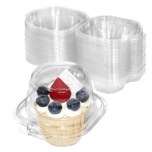 Cupcakevormpjes voor Eenmalig Gebruik met Luchtdichte Koepeldeksel (100 Stuks) Transparante Cupcakevormpjes voor Één Persoon
