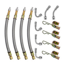 Valve Stem Extensions,4Pcs 7Inch/180mm Dual Flexible Stainless Steel Braided Valve Stem Extenders for Most Cars Truck