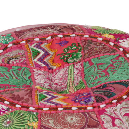 VidaXL vidaXL Patchwork Sitzpouf Rund Baumwolle Handgefertigt 40x20 cm Rosa 1