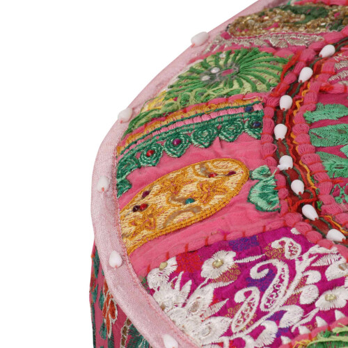 VidaXL vidaXL Patchwork Sitzpouf Rund Baumwolle Handgefertigt 40x20 cm Rosa 2