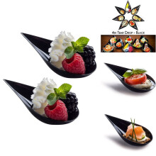 200 Tear Drop  Appetizer Plates -  Dessert Plates Tasting Spoons Plastic  Spoons Dessert Spoon Bowls, Black