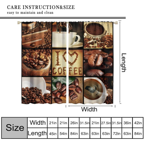 Brown Coffee-Themed Thermal Curtains Rod Pocket 2 Panels 2