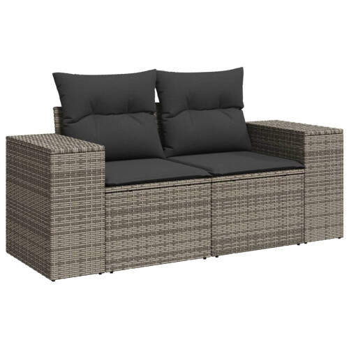 VidaXL vidaXL 5-tlg. Garten-Sofagarnitur mit Kissen Grau Poly Rattan 1