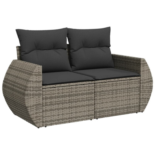 VidaXL vidaXL 9-tlg. Garten-Sofagarnitur mit Kissen Grau Poly Rattan 1