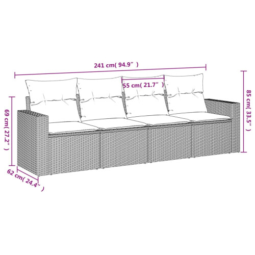 VidaXL vidaXL 4-tlg. Garten-Sofagarnitur mit Kissen Grau Poly Rattan 2