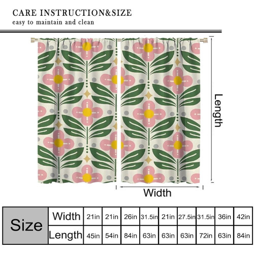 Retro 70s floral curtains pink green pattern rod pocket 1