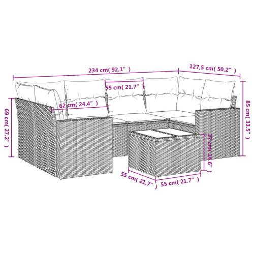 VidaXL vidaXL 7-tlg. Garten-Sofagarnitur mit Kissen Grau Poly Rattan 2
