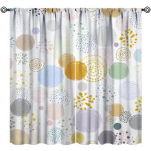 Farverige cirkler gardiner – Prikket, fyrværkeri og boheme akvarelprint, lilla/orange geometriske gardiner til børneværelse, 63x63 tommer