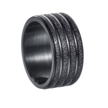 Men's Stainless Steel 10MM Sandblasted Wide Wedding Band Ring Black Size 9