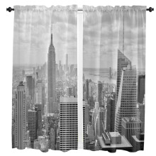 Grey New York City Landscape Gray Window Curtains for Living Room the Bedroom Home Interior Kids Room Decoration Drapes Curtains