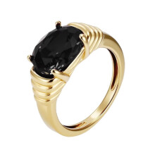 Men's and Women's Stainless Steel Personality Faceted Gemstone Ring Black Size 5
