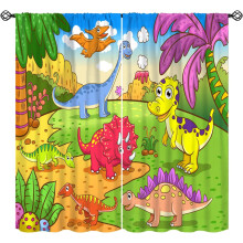 Dinosaur Curtains Colorful Cartoon Pattern Rod Pocket