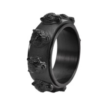 Men's Stainless Steel Vintage Animal Domineering Tiger Head Rotatable Ring Black Size 13