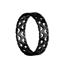 Women's Stainless Steel Creative Simple Hollowed Out Love Heart Ring Black Size 6
