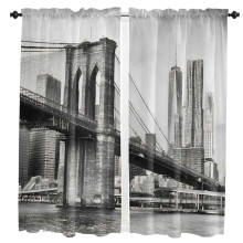 Grey New York City Landscape Gray Window Curtains for Living Room the Bedroom Home Interior Kids Room Decoration Drapes Curtains