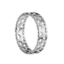 Women's Stainless Steel Creative Simple Hollowed Out Love Heart Ring Silver Size 8