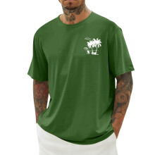 Camicia hawaiana estiva da uomo, vestibilità classica, maniche corte, stampa grafica, casual, morbida, comoda, oversize, verde scuro, taglia XXXXL
