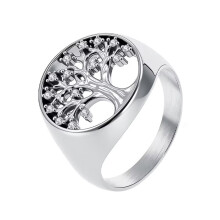 Men's Women's Stainless Steel Classic Tree of Life with Rhinestones Ring Silver Size 9