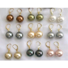 Oorbellen met parels en gouden hangers, 10 mm, 9 paar