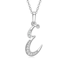Moissanite Initial Pendant Necklace 925 Sterling Silver