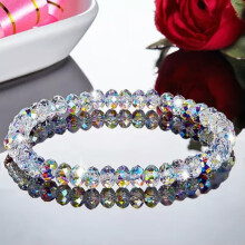 Kristallarmband mit runden, elastischen, weißen Perlen (6 mm, 1 Stück)