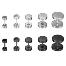 Zwarte roestvrijstalen barbell plug oorbellen 14 mm 5 paar
