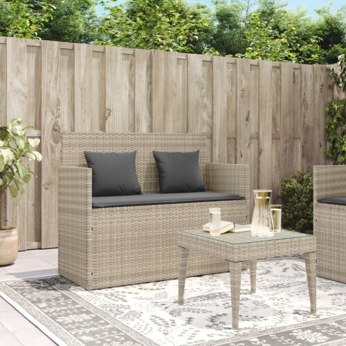 VidaXL vidaXL Gartenbank mit Kissen Hellgrau Poly Rattan 2