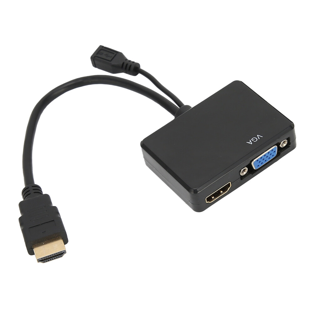 Black Hdmi To Vga Converter 1080P/60Hz, Supports Hdmi 1.4