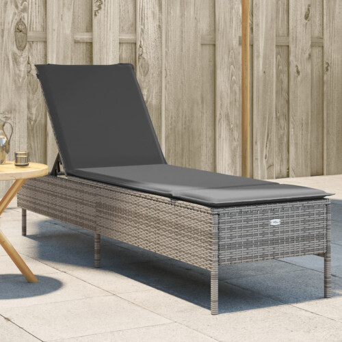 VidaXL vidaXL Sonnenliege mit Auflage Grau Poly Rattan 1