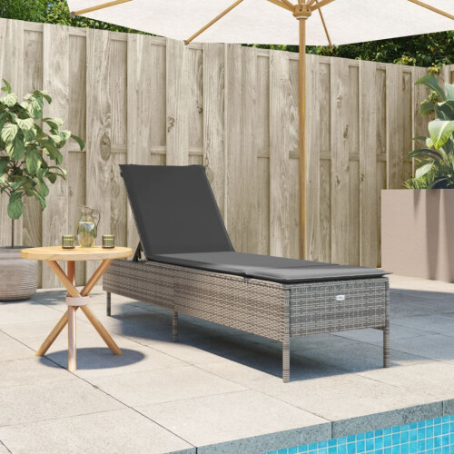 VidaXL vidaXL Sonnenliege mit Auflage Grau Poly Rattan 2