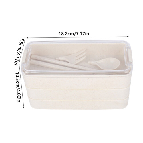 Stackable 3-Compartment Bento Box with Utensils 2
