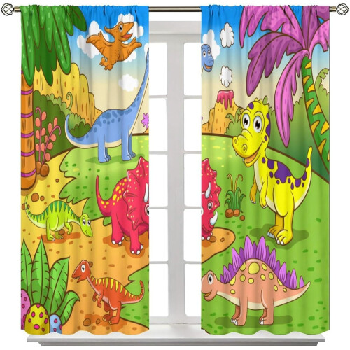 Dinosaur Curtains Colorful Cartoon Pattern Rod Pocket 1