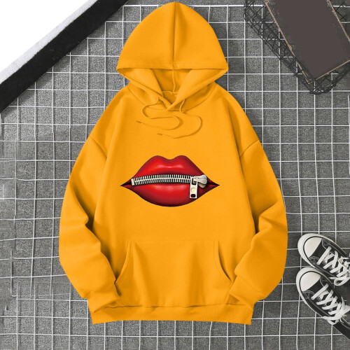 Γυναικεία oversized casual φούτερ με κουκούλα, φαρδιά γραφικά φούτερ, με στρογγυλή 1